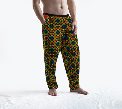 Circular Trellis Pattern Lounge Pants - Rainbow and Black