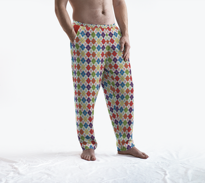 Muted Rainbow/White Solid Argyle Plaid Lounge Pants