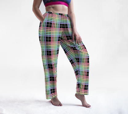 Pastel Rainbow/Black Tartan Plaid Lounge Pants