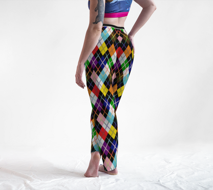 Rainbow Progress/Black and White Argyle Lounge Pants