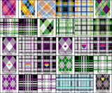 6x5 grid showing samples of plaids based on different aroace flags. For more descriptions, feel free to contact us.