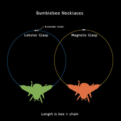 Bumblebee Enamel Pendant Necklace | Choose Brown Belted or White Tailed Bumblebees