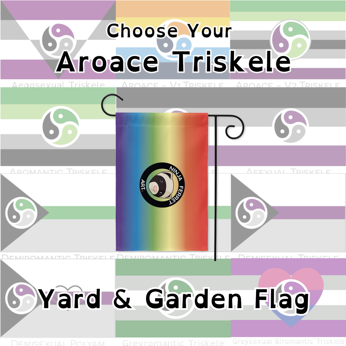 Choose Your Aro Ace Triskele Yard & Garden Flags | Single Or Double-Sided | 2 Sizes