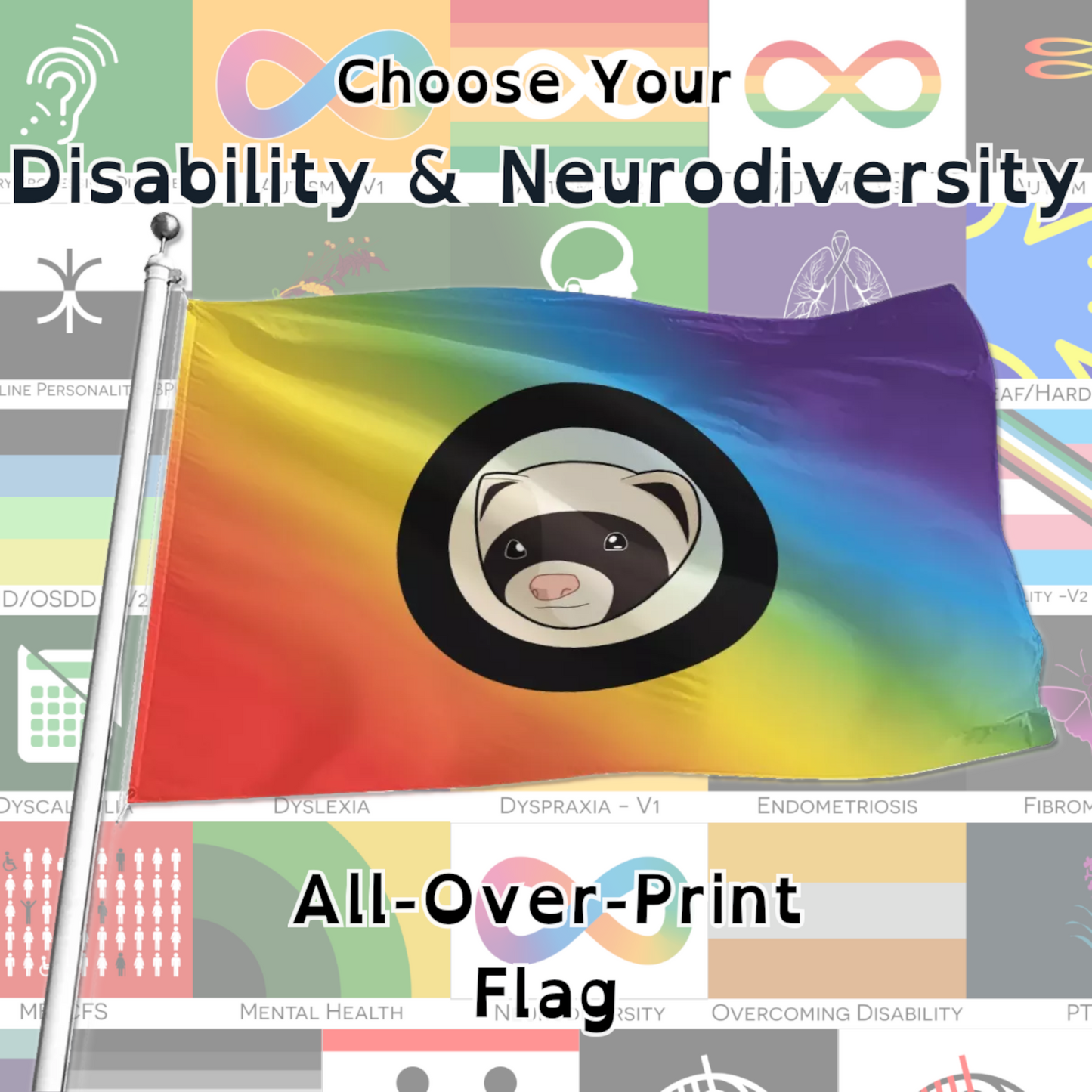 Choose Your Disability and Neurodiversity All-Over-Print Flag | 5 Sizes