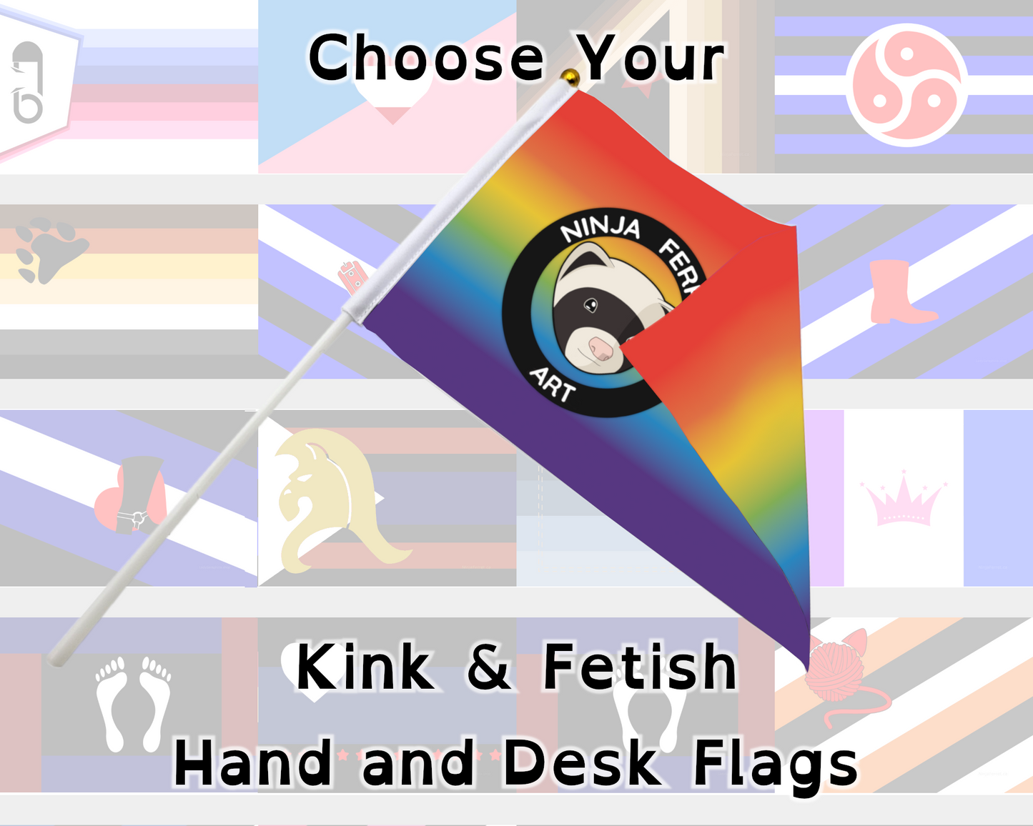 Fetish Pride Hand/Desk Flags | Choose Your Flag | Double Sided