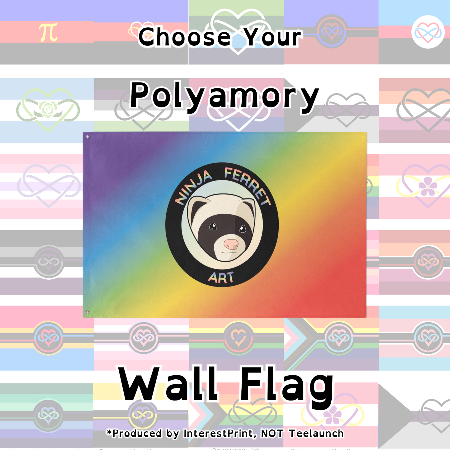 Choose Your Polyamory Pride Wall Flag | Single-Sided | 5 Sizes | Polyamory and Other Relationship Styles