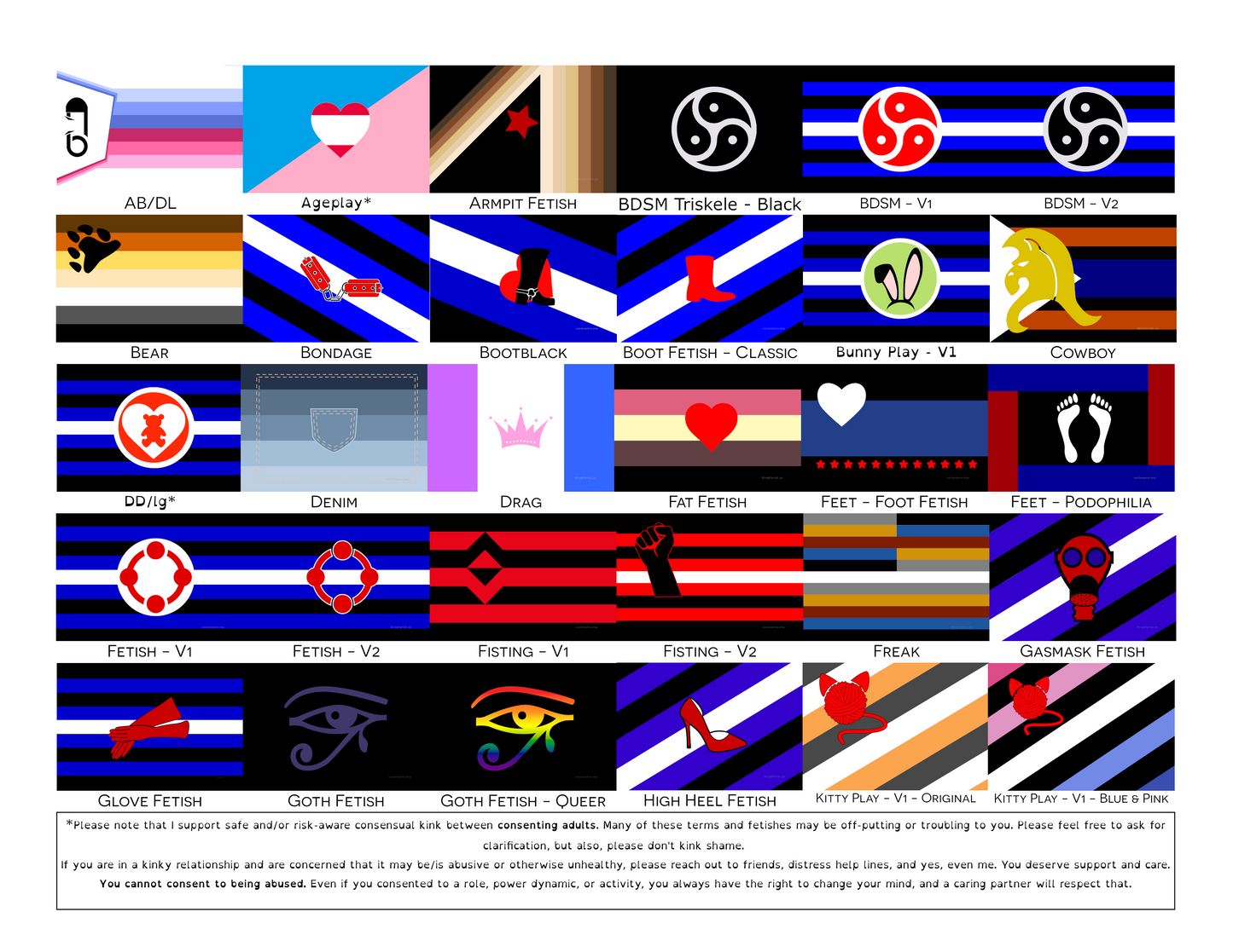 Drapeaux de main/de bureau Fetish Pride | Choisissez votre drapeau | Double face