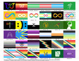 6x5 grid showing thumbnails of disability and neurodiversity flags with labels beneath.
They are: ADHD-V1/2, Anxiety-General, Separation, Social, Auditory Processing Disorder (APD), Autism-V1-6, Autism & ADHD (AuDHD), Bipolar - V1, Borderline Personality (BPD), Celiac - V1/2, Cerebral Palsy, Cystic Fibrosis, Deaf/HOH, Dependent Personality, Depersonalization/Derealization, DID-V1, DID-V2, DID-V3, DID-Systems Pride, DID-Plural Pride, Disability-V1/V2 (+variants), Down Syndrome-V1, Dyscalculia, Dysgraphia