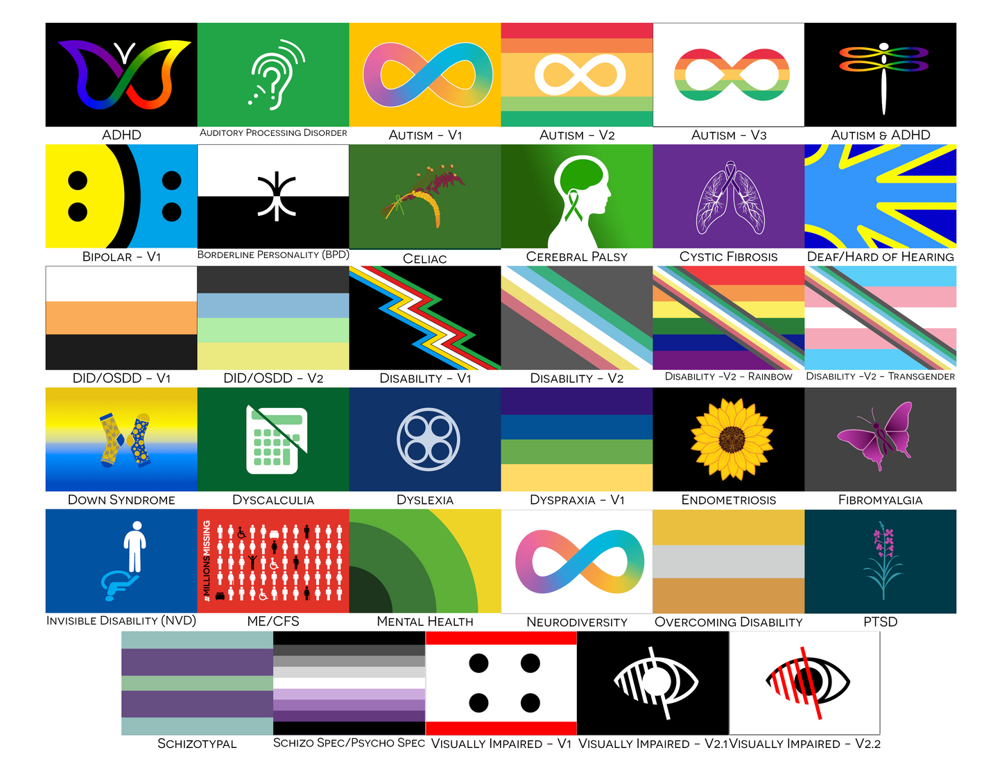 Disability and Neurodiversity Pride Hand/Desk Flags | Choose Your Flag | Double Sided