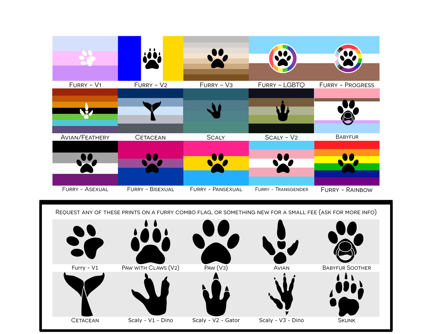 Choose Your Furry Pride  Flags | 5 Sizes | All-Over Print Flag | Choose Your Base Flag AND Your Paw Print