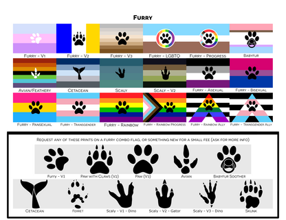 Choose Your Furry Wall Flag | Single-Sided | 5 Sizes | Choose Your Base Flag AND Your Paw Print