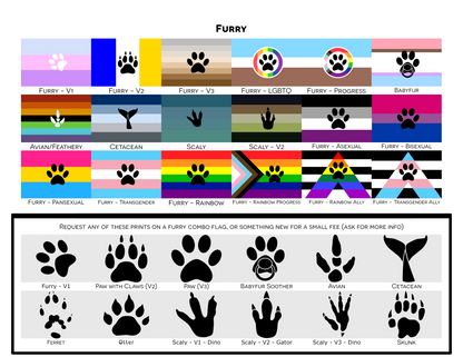Drapeaux de main/de bureau Furry Pride | Choisissez votre drapeau | Double face