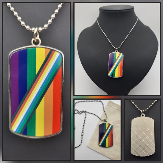 Disability and Neurodiversity Pride Metal Dog Tag Pendant Necklace | Choose Your Flag | Choose Your Chain or Cord