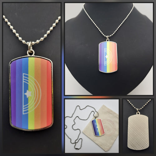 Gender Pride Metal Dog Tag Pendant Necklace | Choose Your Flag | Choose Your Chain or Cord