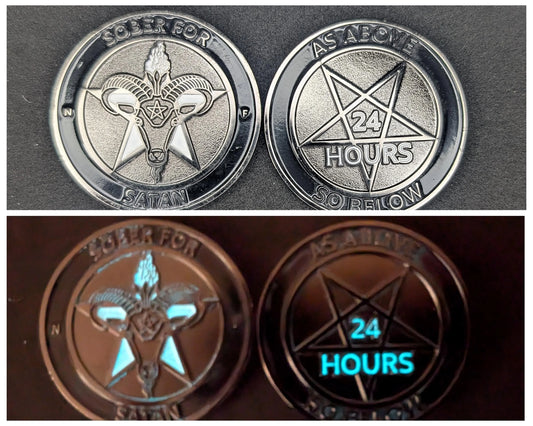 Sober for Satan | Satanic Sobriety Chips | Soft Enamel and Black Metal