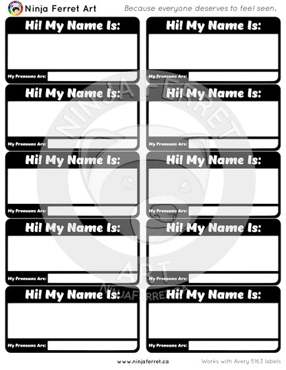 Name and Pronoun Labels | Printable | Fits Avery 5163