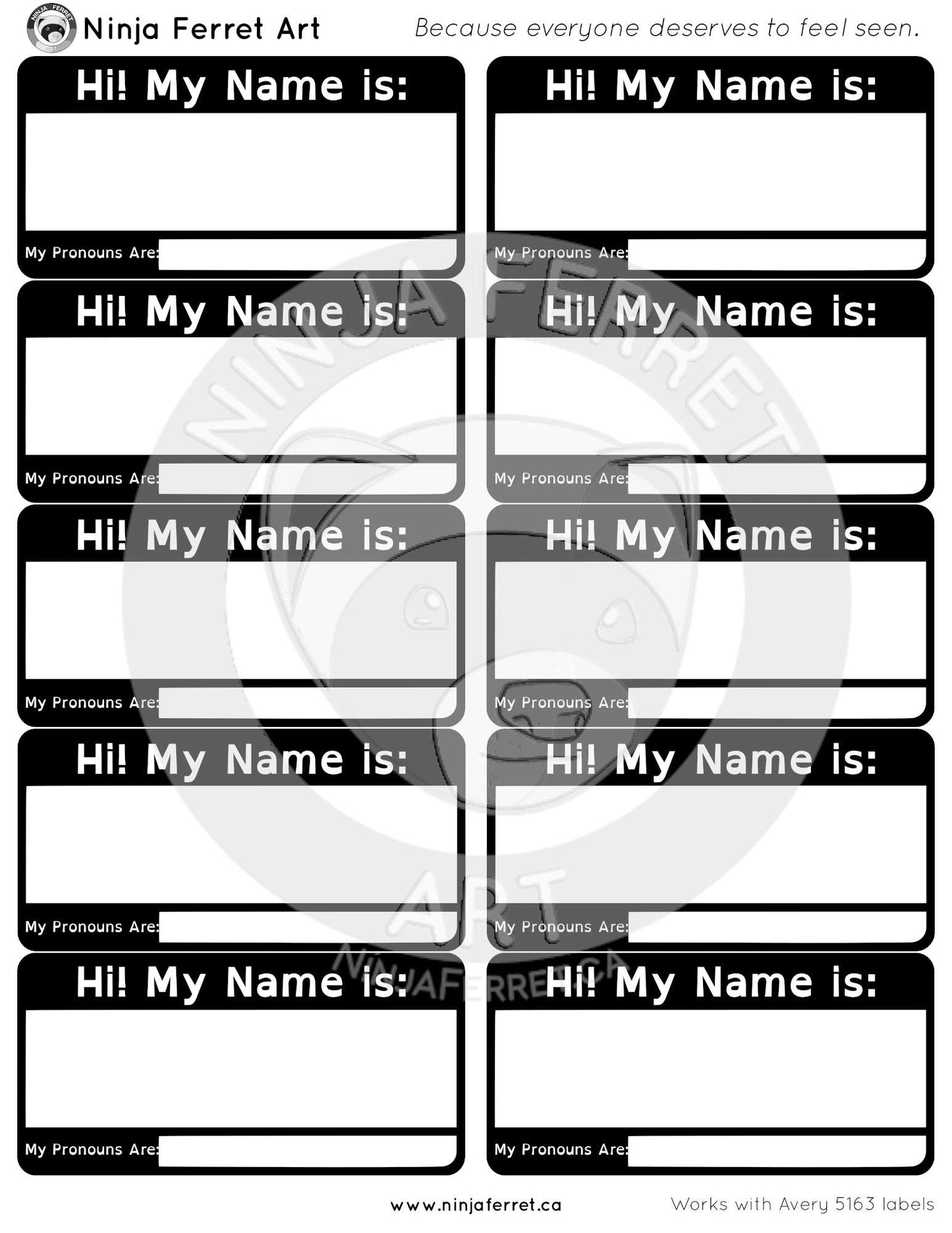 Name and Pronoun Labels | Printable | Fits Avery 5163