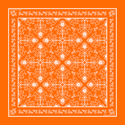 Orange hanky with the words, "Anything, Anywhere, Anytime" in top and bottom corners, and, "Nothing Right Now" in the opposite corners