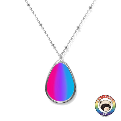 Gender Gradient or Faux Stone Oval Necklace | Choose Your Gender Pride Flag Colourway