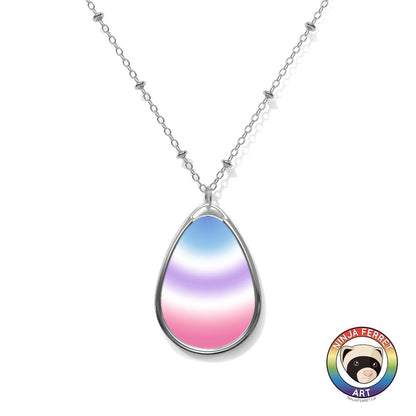 Gender Gradient or Faux Stone Oval Necklace | Choose Your Gender Pride Flag Colourway