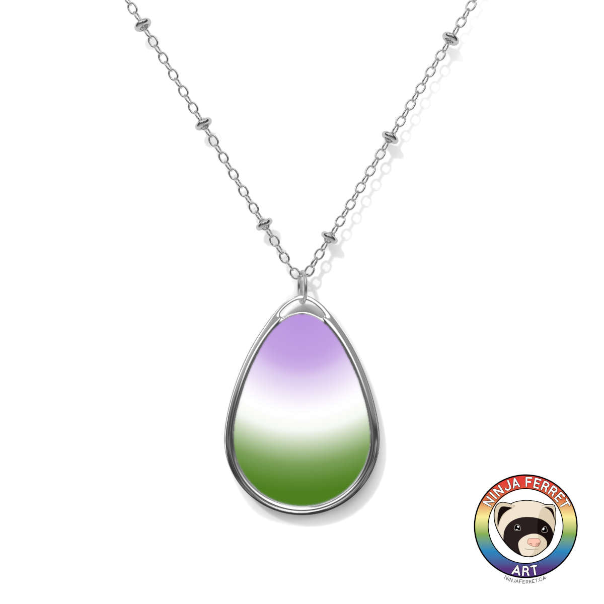 Gender Gradient or Faux Stone Oval Necklace | Choose Your Gender Pride Flag Colourway