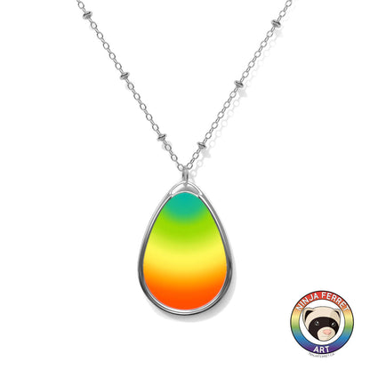 Gender Gradient or Faux Stone Oval Necklace | Choose Your Gender Pride Flag Colourway