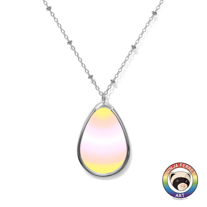 Gender Gradient or Faux Stone Oval Necklace | Choose Your Gender Pride Flag Colourway