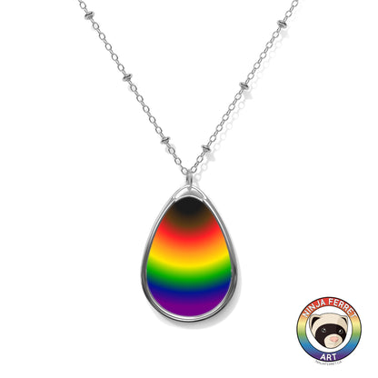 Rainbow Gradient or Faux Stone Oval Necklace | Choose Your Colourway