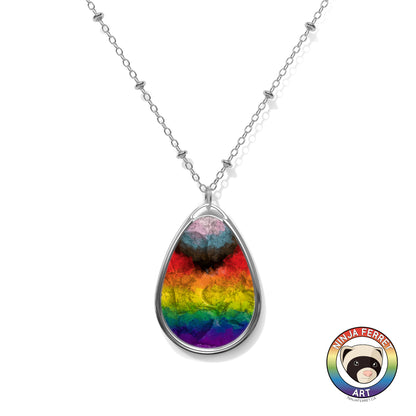 Rainbow Gradient or Faux Stone Oval Necklace | Choose Your Colourway