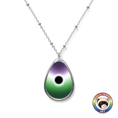 Gender Gradient or Faux Stone Oval Necklace | Choose Your Gender Pride Flag Colourway