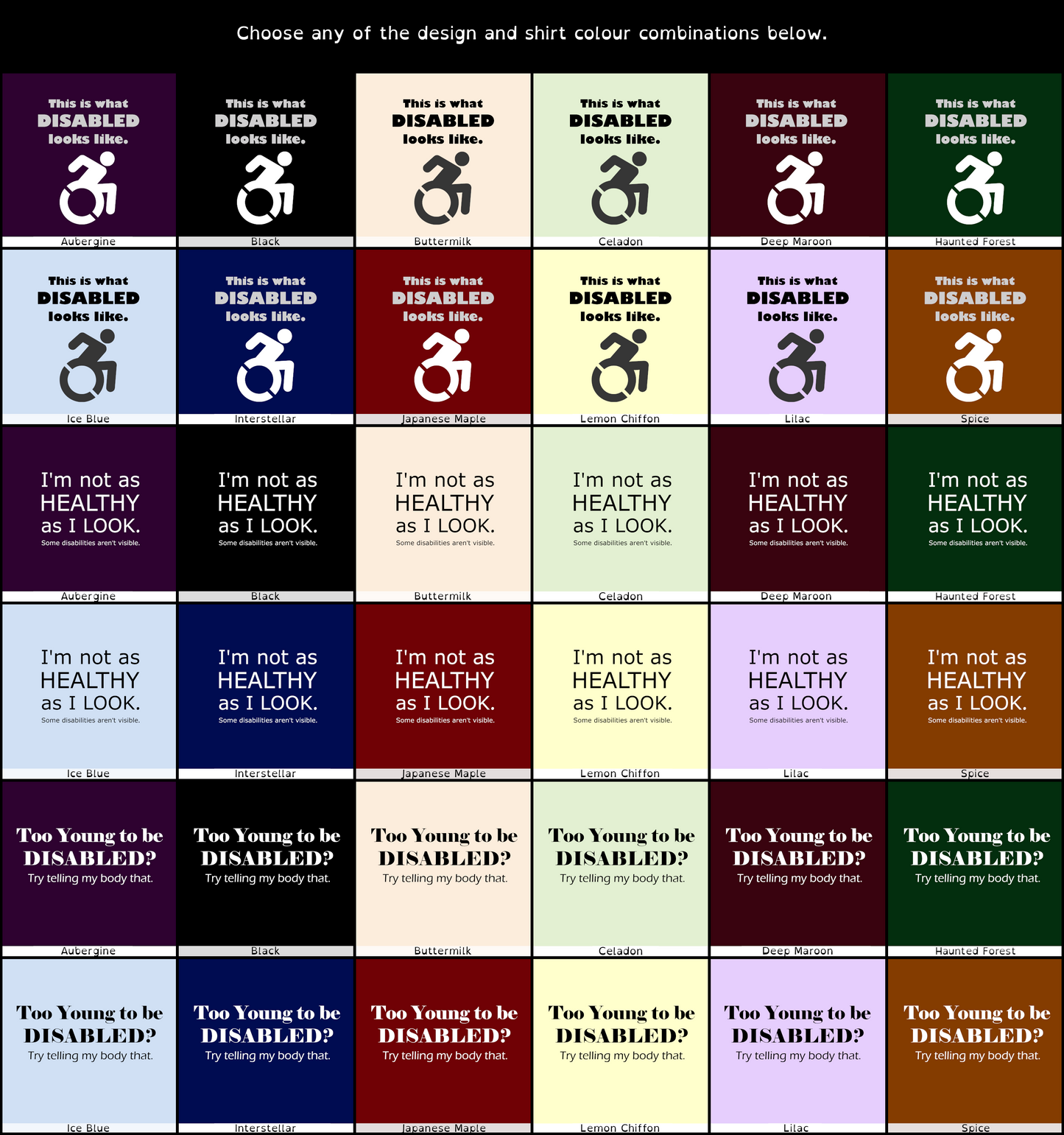 Disability Phrases and Symbols Relaxed Fit O-Neck T-Shirt | Choose Your Design and Colourway