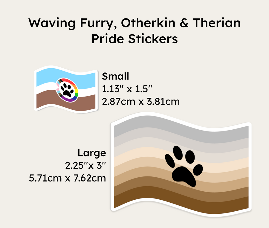 Furry Flag Stickers - Waving | (Waterproof Vinyl)