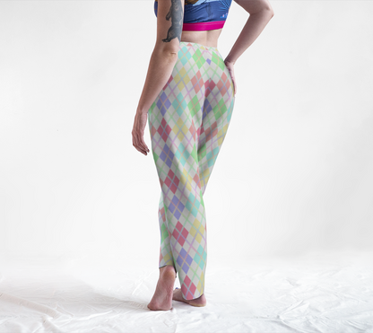 Pastel Rainbow/White Solid Argyle Lounge Pants