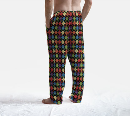 Muted Rainbow/Black Solid Argyle Plaid Lounge Pants