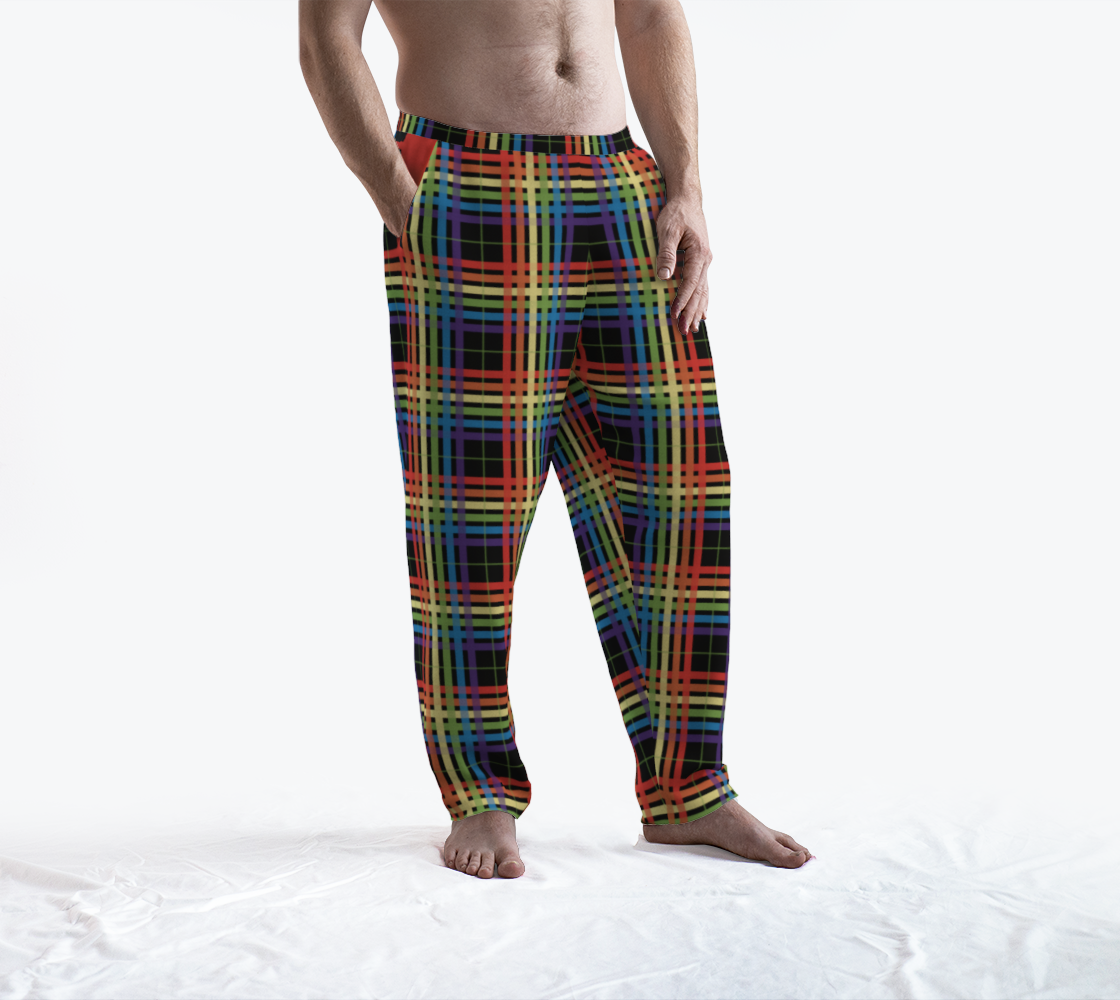 Muted Rainbow/Black Tartan Plaid Lounge Pants