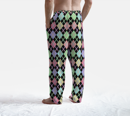 Pastel Rainbow/Black Solid Argyle Lounge Pants