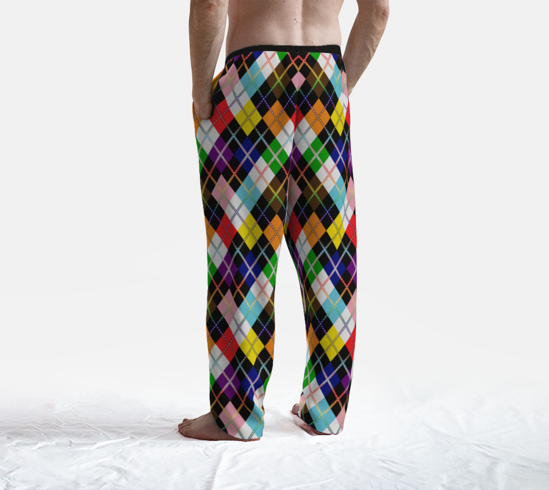 Rainbow Progress/Black and White Argyle Lounge Pants