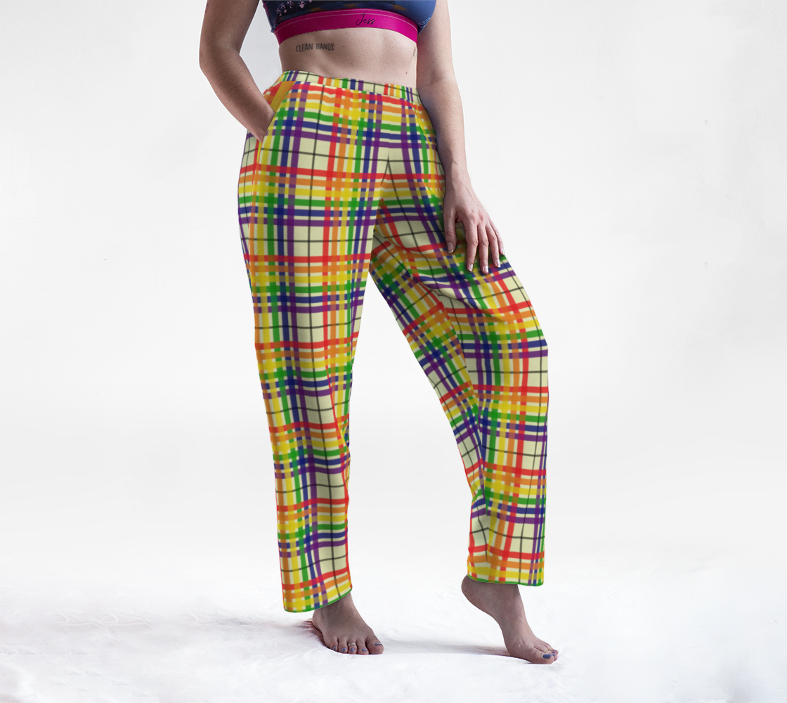 Rainbow/Lemon Chiffon Tartan Plaid Lounge Pants