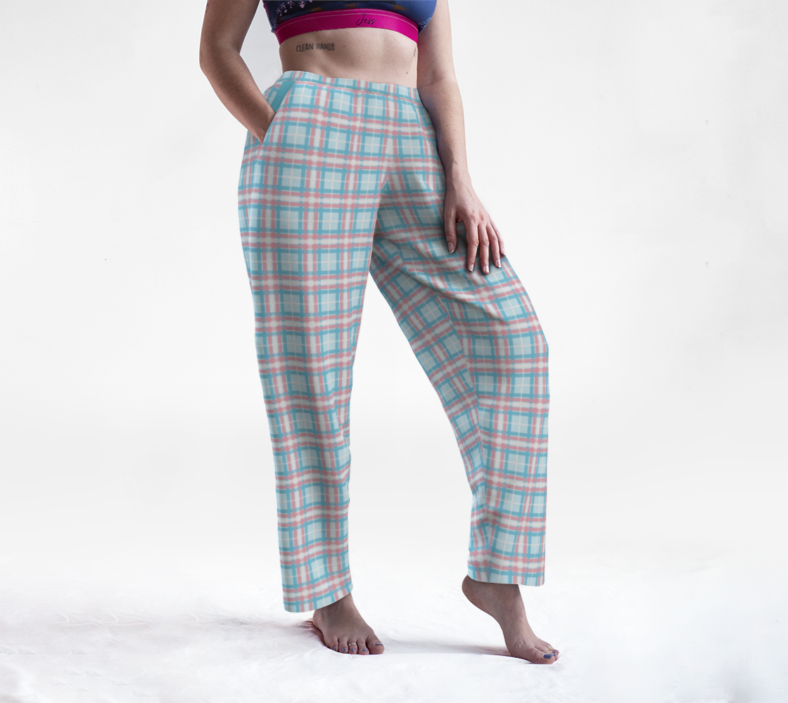 Transgender/Powder Blue Tartan Plaid Lounge Pants