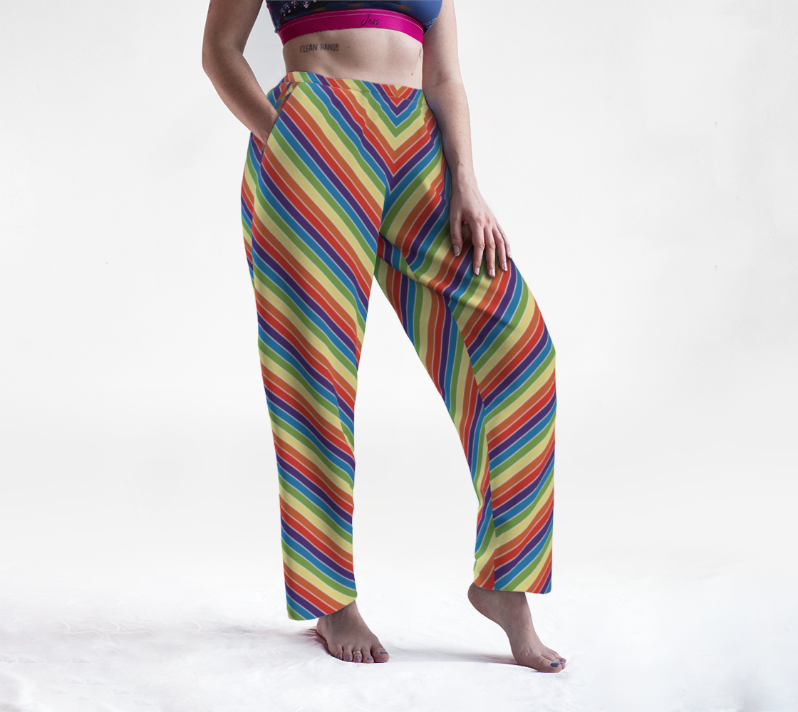 Muted Rainbow Candy Striped Lounge Pants