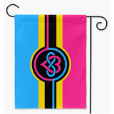 Polyamour - V4 - Drapeaux de cour et de jardin pansexuels | Simple ou double face | 2 tailles