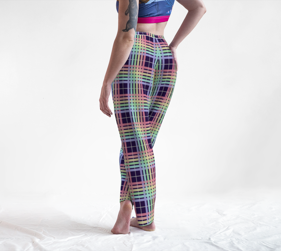 Pastel Rainbow/Eggplant Tartan Plaid Lounge Pants