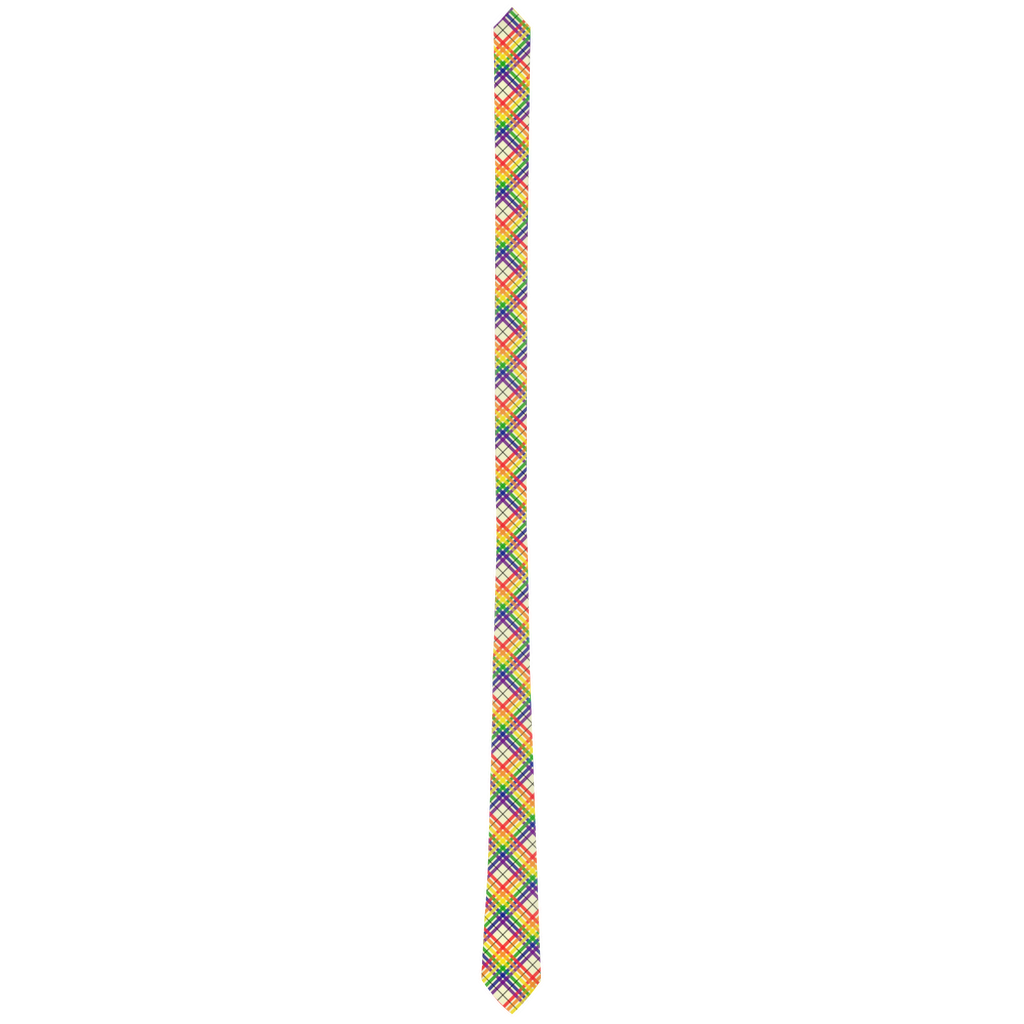 Rainbow/Lemon Chiffon Tartan Plaid Neck Tie