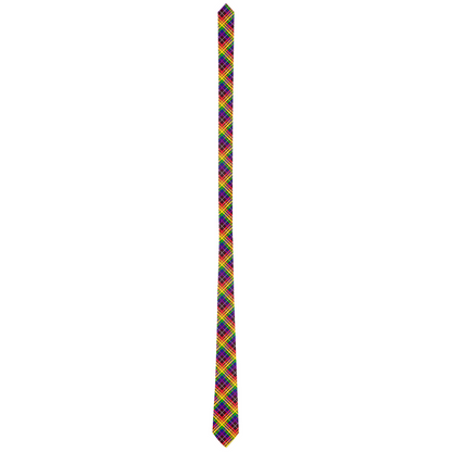 Rainbow/DeepMaroon Tartan Plaid Neck Tie