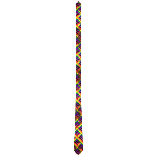 Rainbow/DeepMaroon Tartan Plaid Neck Tie