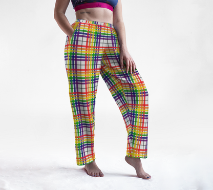 Rainbow/White Tartan Plaid Lounge Pants