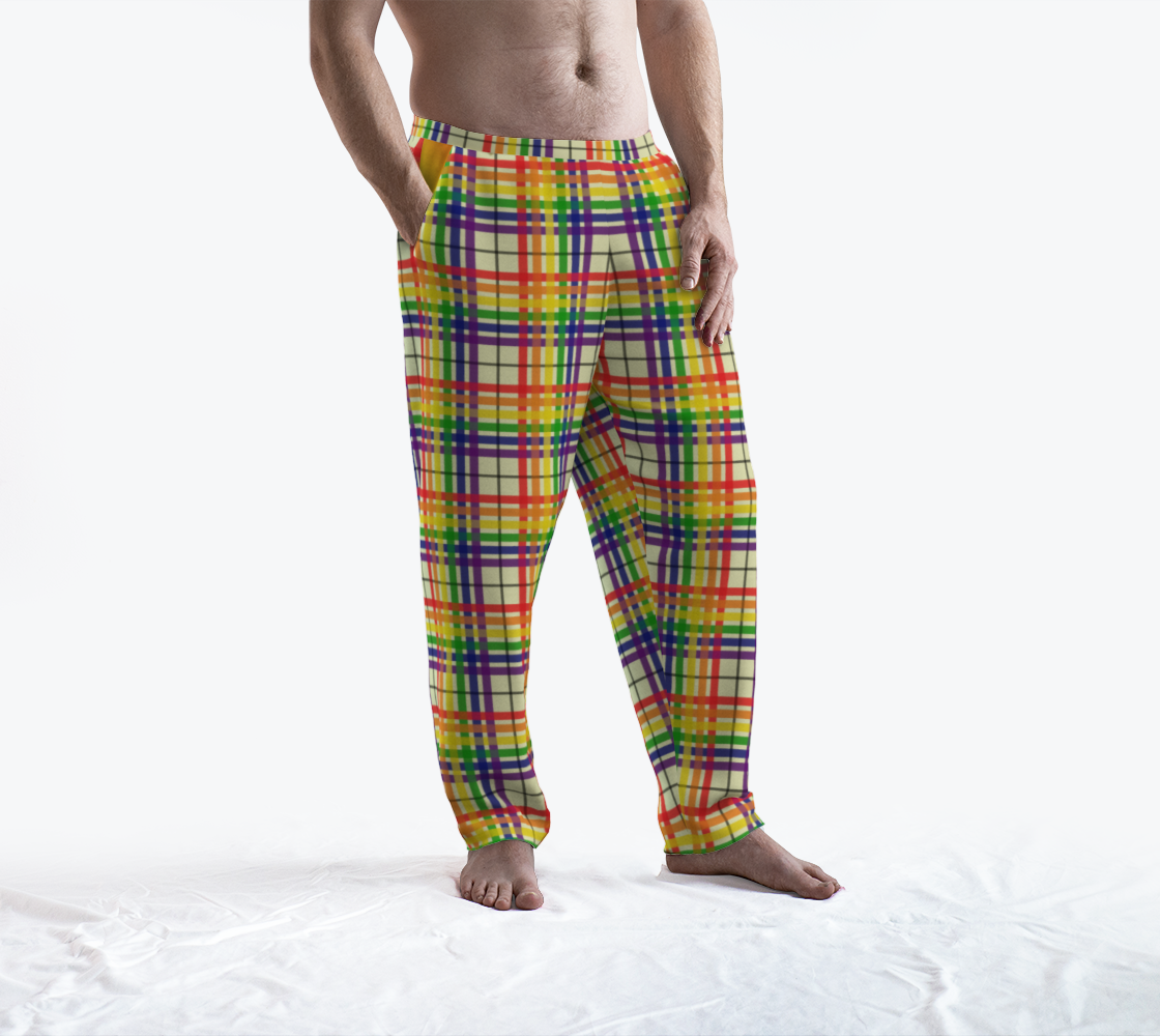 Rainbow/Lemon Chiffon Tartan Plaid Lounge Pants