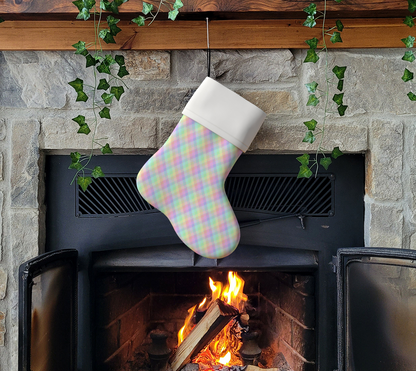 Pastel Rainbow Argyle Holiday Stocking