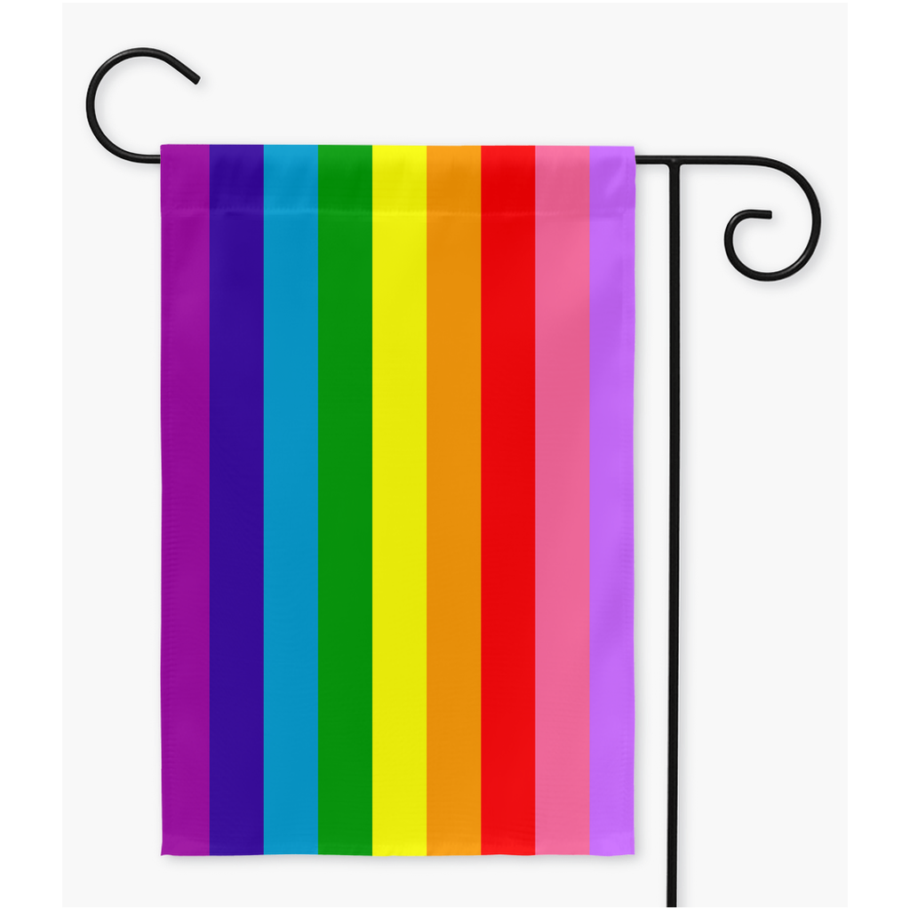 Inclusive Gilbert Baker Rainbow Pride Yard and Garden Flags | Single Or Double-Sided | 2 Sizes