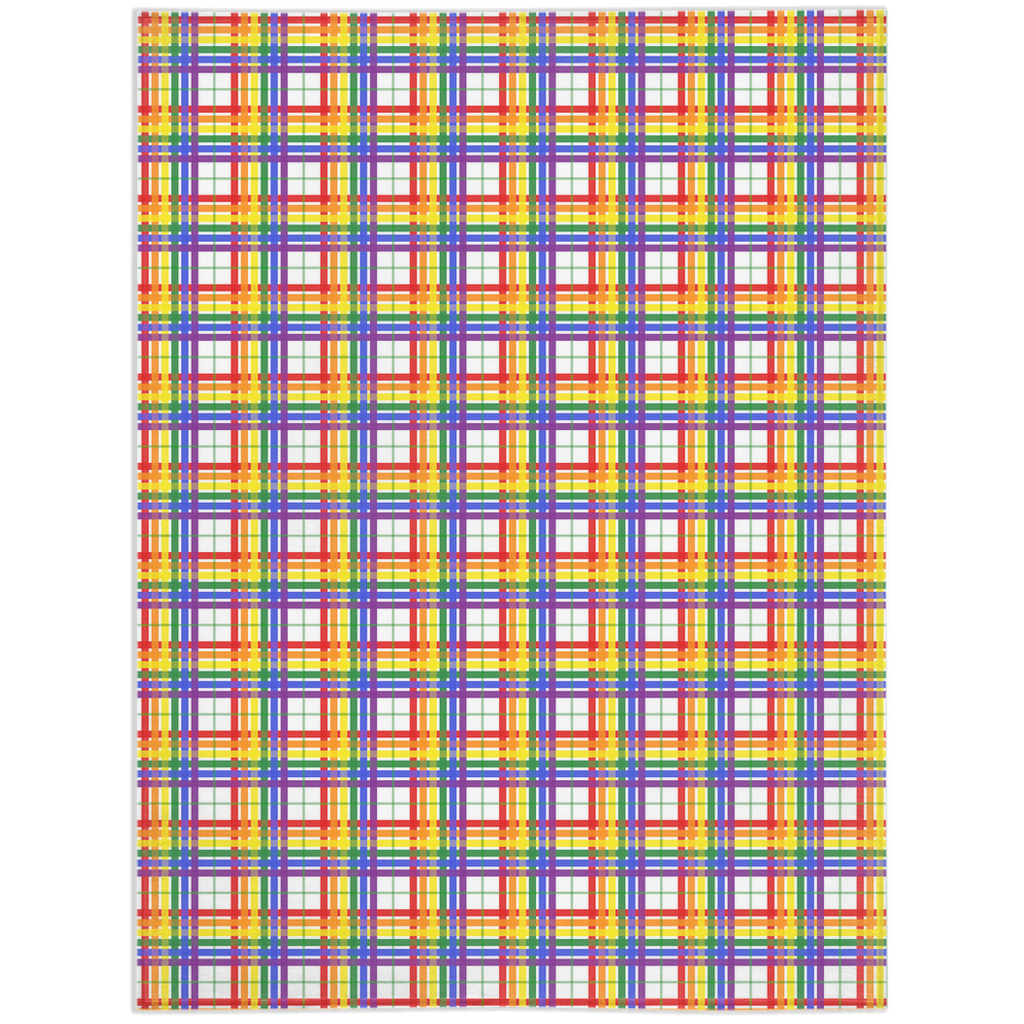 Rainbow and White Plaid Pride Minky Blankets